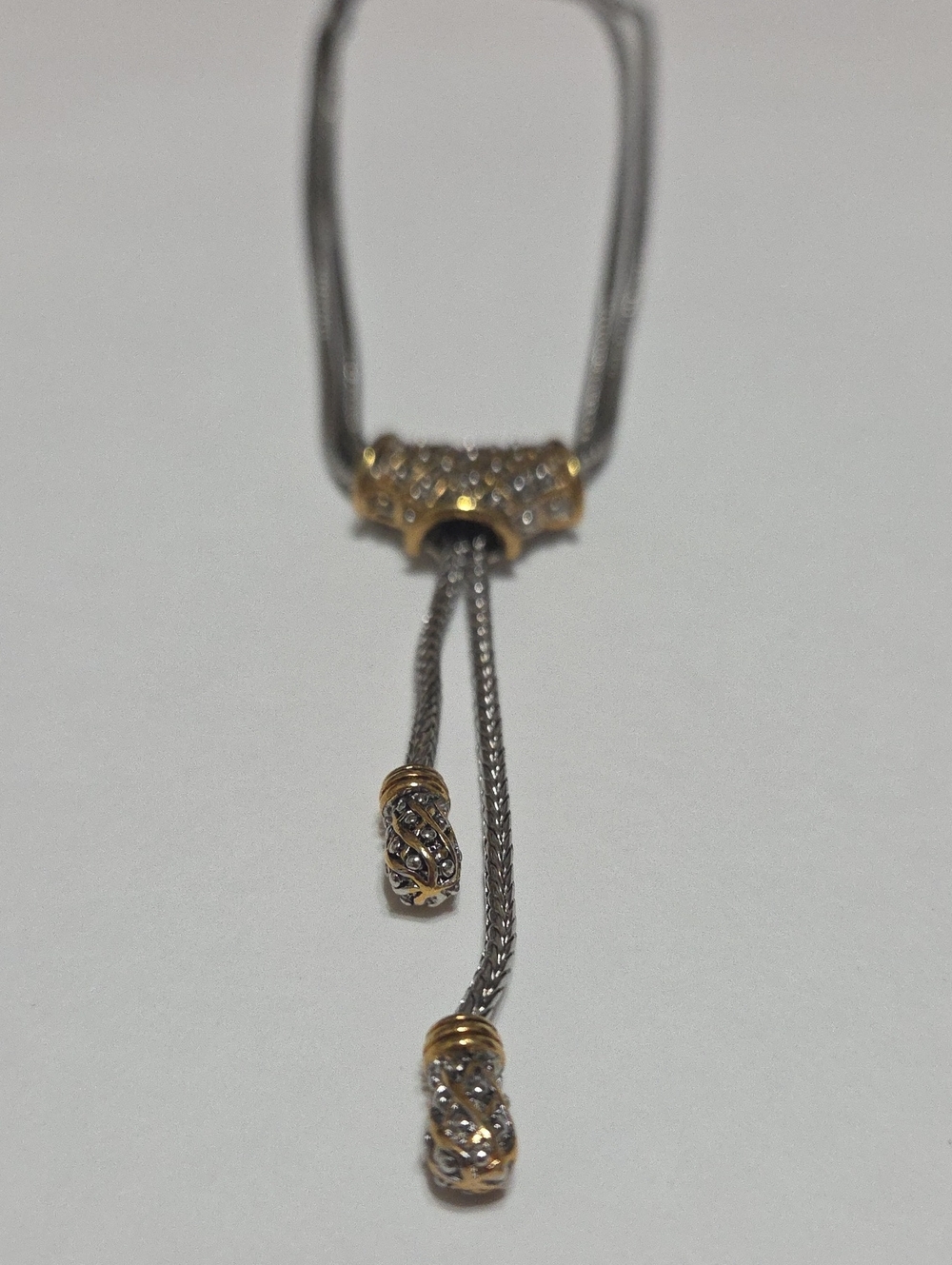 Elegant Two-Tone Slide Necklace Pendant in Gold and Silver